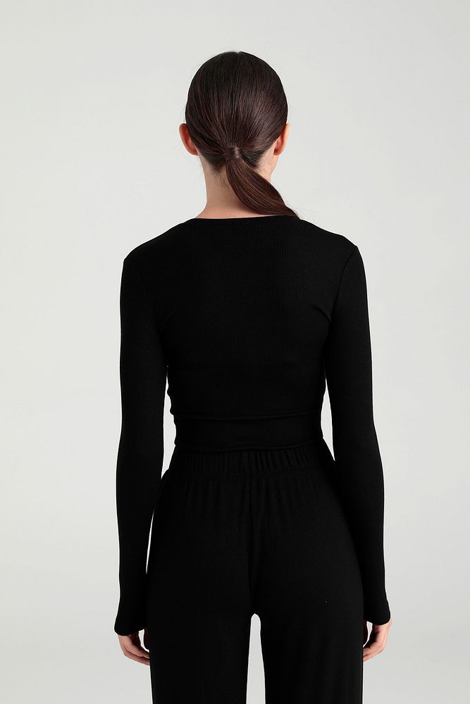 Soft Rib Yuvarlak Yaka Bluz Siyah