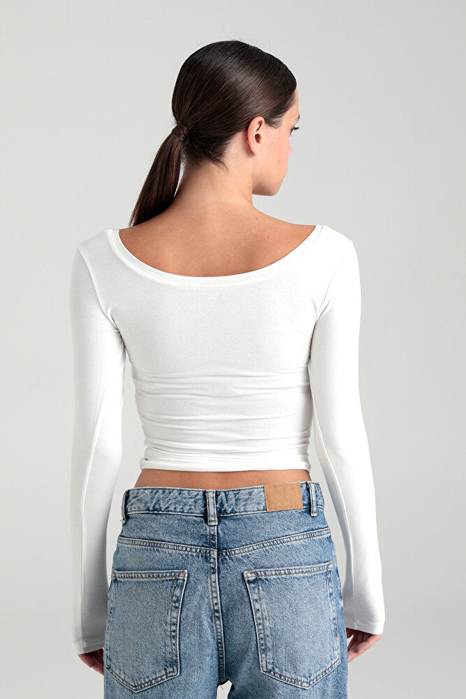 Ultra Soft Oval Yaka Bluz Ekru