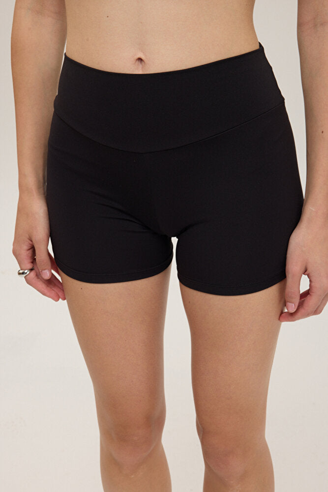 Comfort Yüksek Bel Şort Tayt Siyah