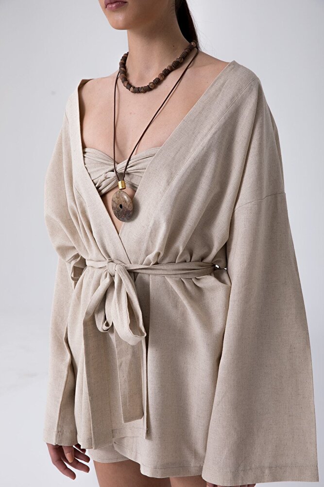 Maia Keten Kimono Bej