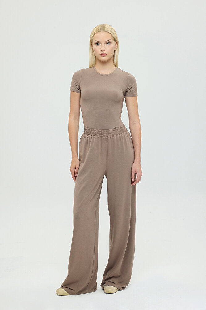 Ultra Soft Düz Kesim Bol Pantolon Vizon