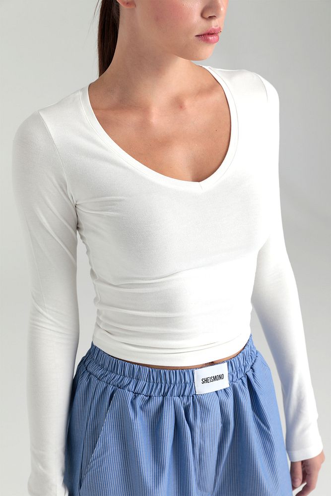 Ultra Soft V Yaka Bluz Ekru