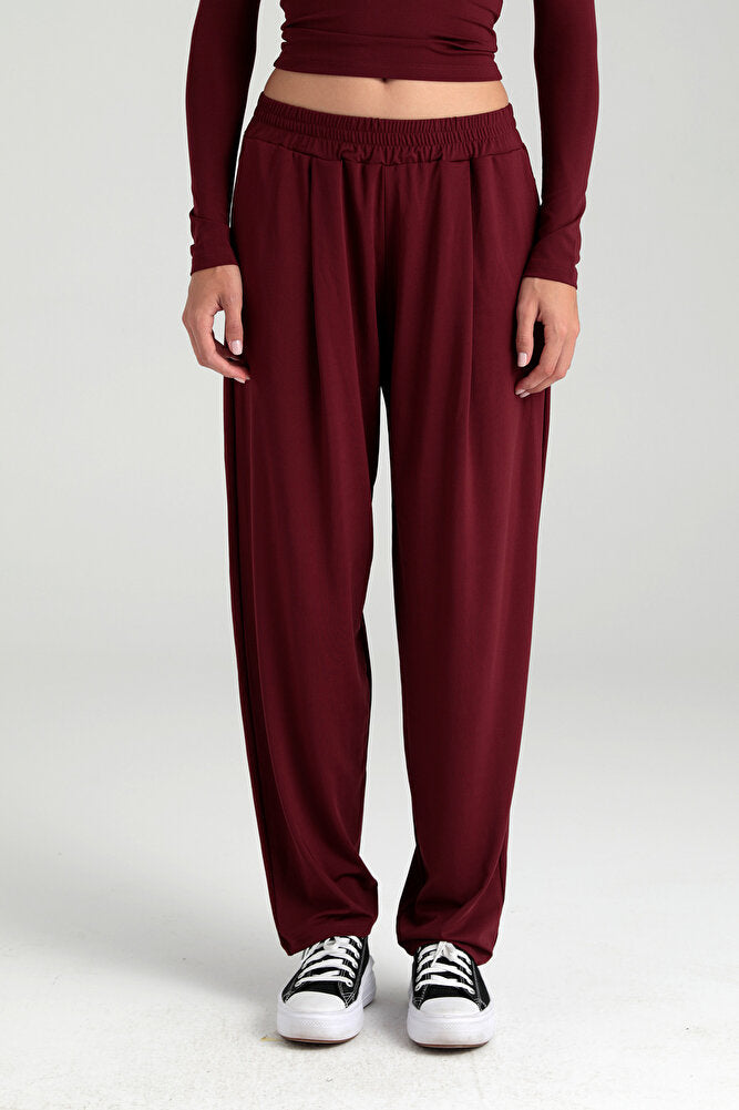 Soft Touch Şalvar Pantolon Bordo