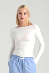 Ultra Soft Kayık Yaka Bluz Ekru