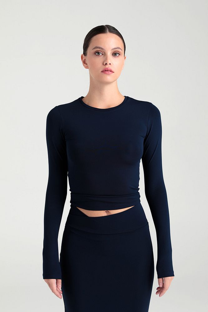 Soft Touch Yuvarlak Yaka Bluz Lacivert