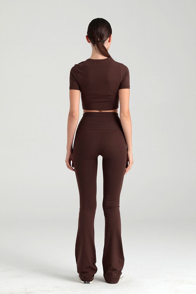 Ultra Soft Ispanyol Paça Pantolon Kahverengi