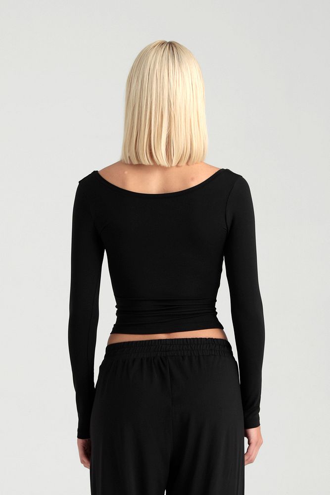 Soft Touch Oval Yaka Bluz Siyah