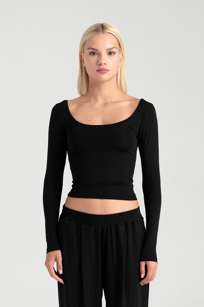 Soft Touch Oval Yaka Bluz Siyah