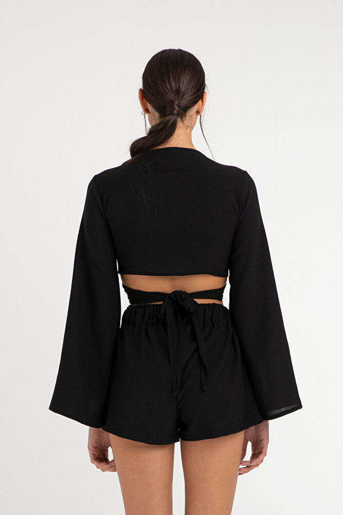 Lagom Bağlamalı Bluz Siyah