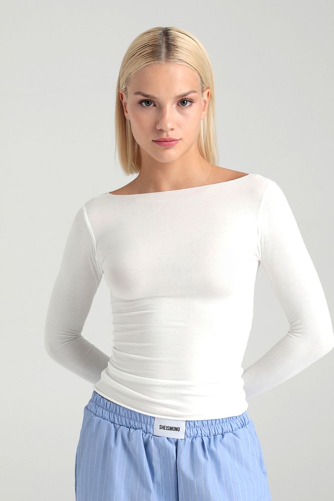 Ultra Soft Kayık Yaka Bluz Ekru