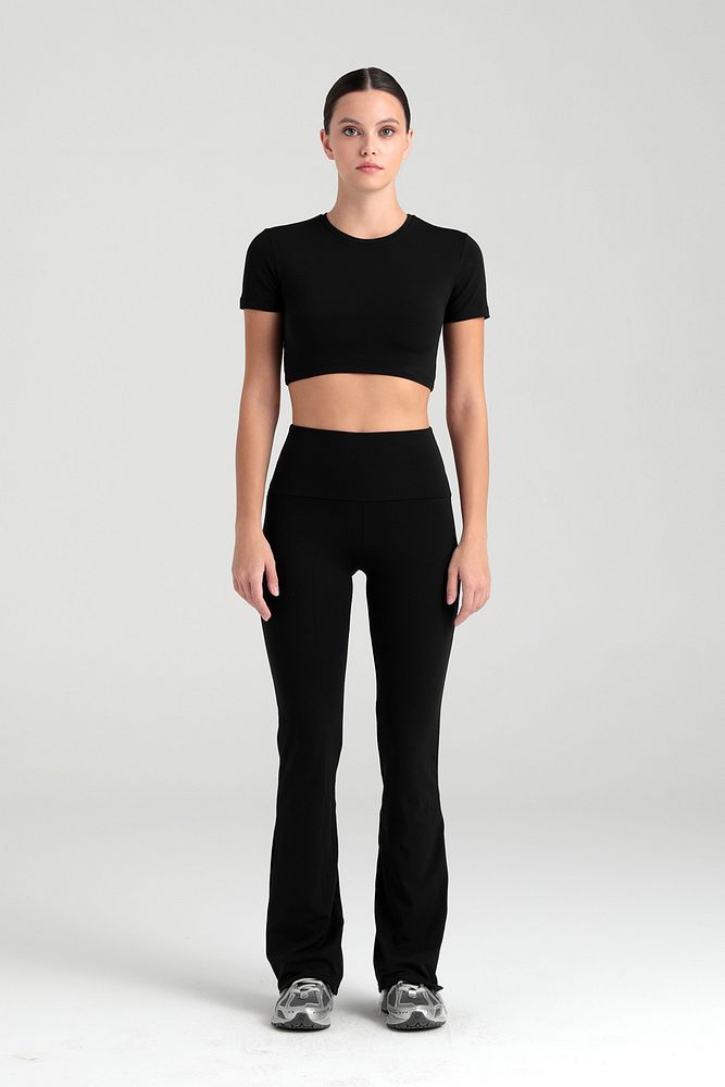 Comfort Yüksek Bel Ispanyol Paça Tayt Siyah