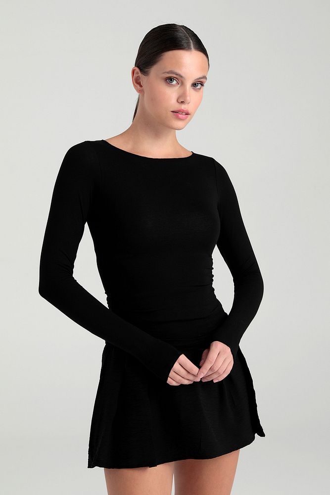 Ultra Soft Kayık Yaka Bluz Siyah