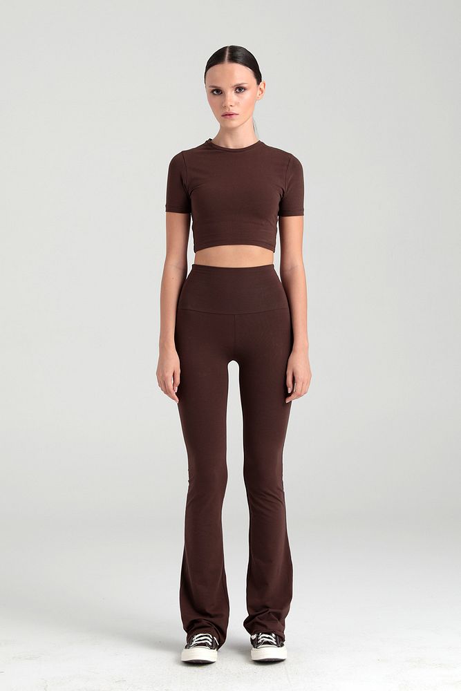 Ultra Soft Ispanyol Paça Pantolon Kahverengi