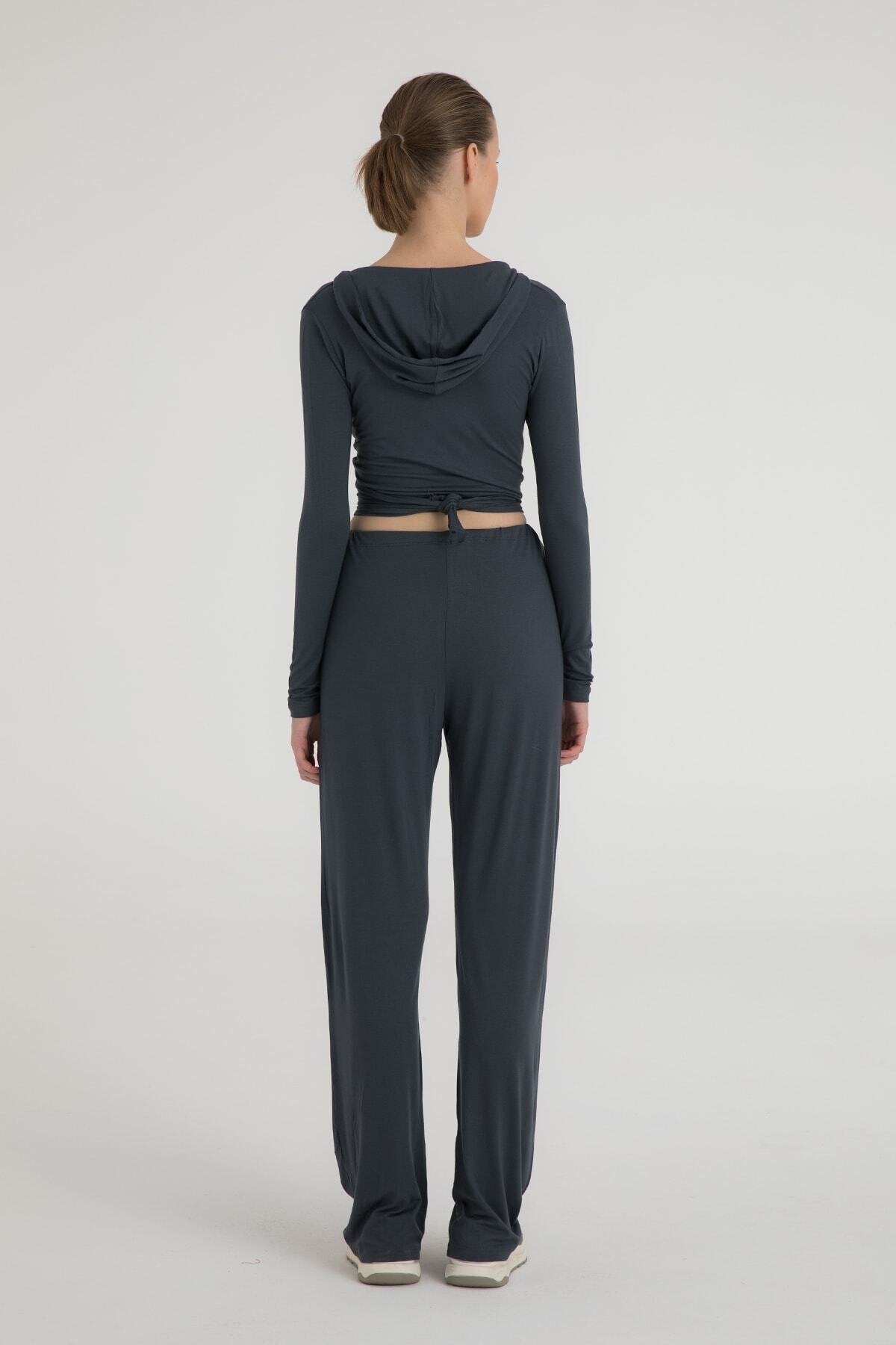 Ultra Soft Bağcıklı Pantolon Füme