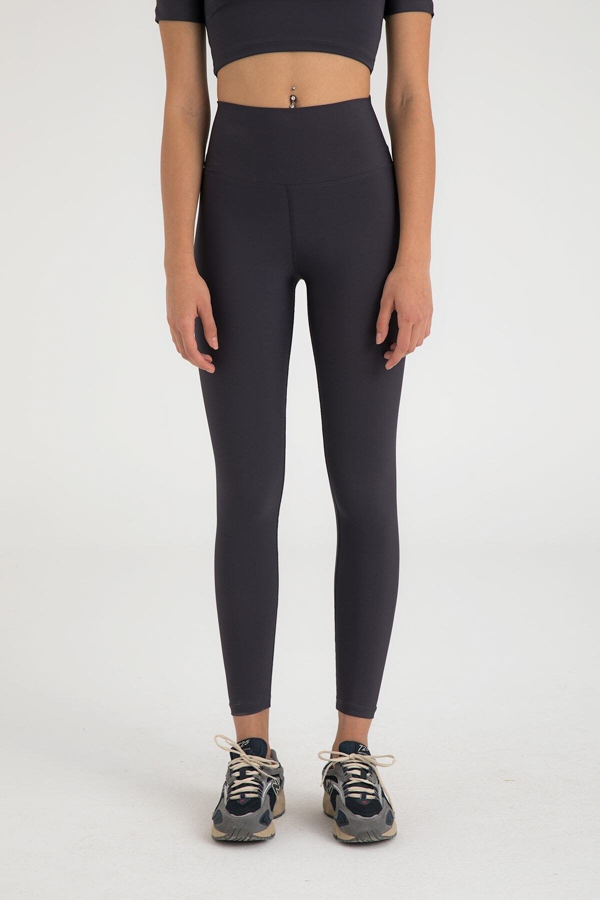 Yüksek Bel Toparlayıcı Spor Tayt Füme