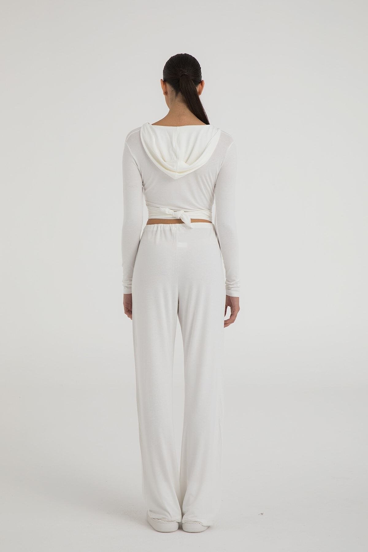 Ultra Soft Bağcıklı Pantolon Ekru