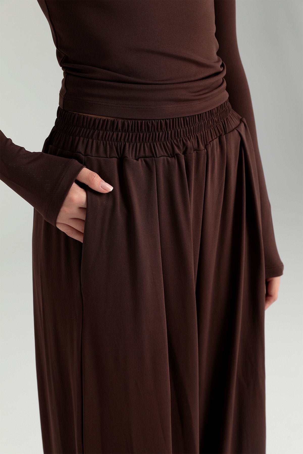 Soft Touch Piliseli Pantolon Kahverengi