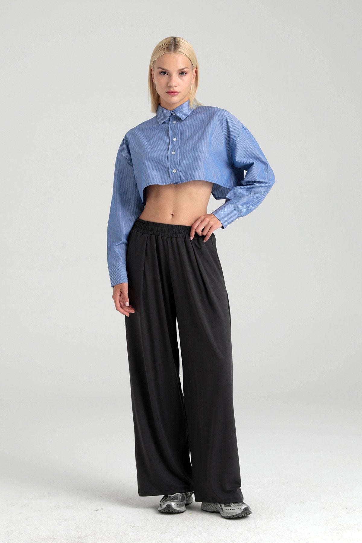 Soft Touch Piliseli Pantolon Füme