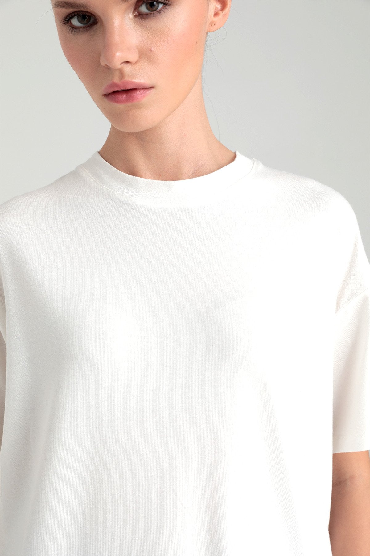 Ultra Soft Kısa Kollu T-shirt Ekru