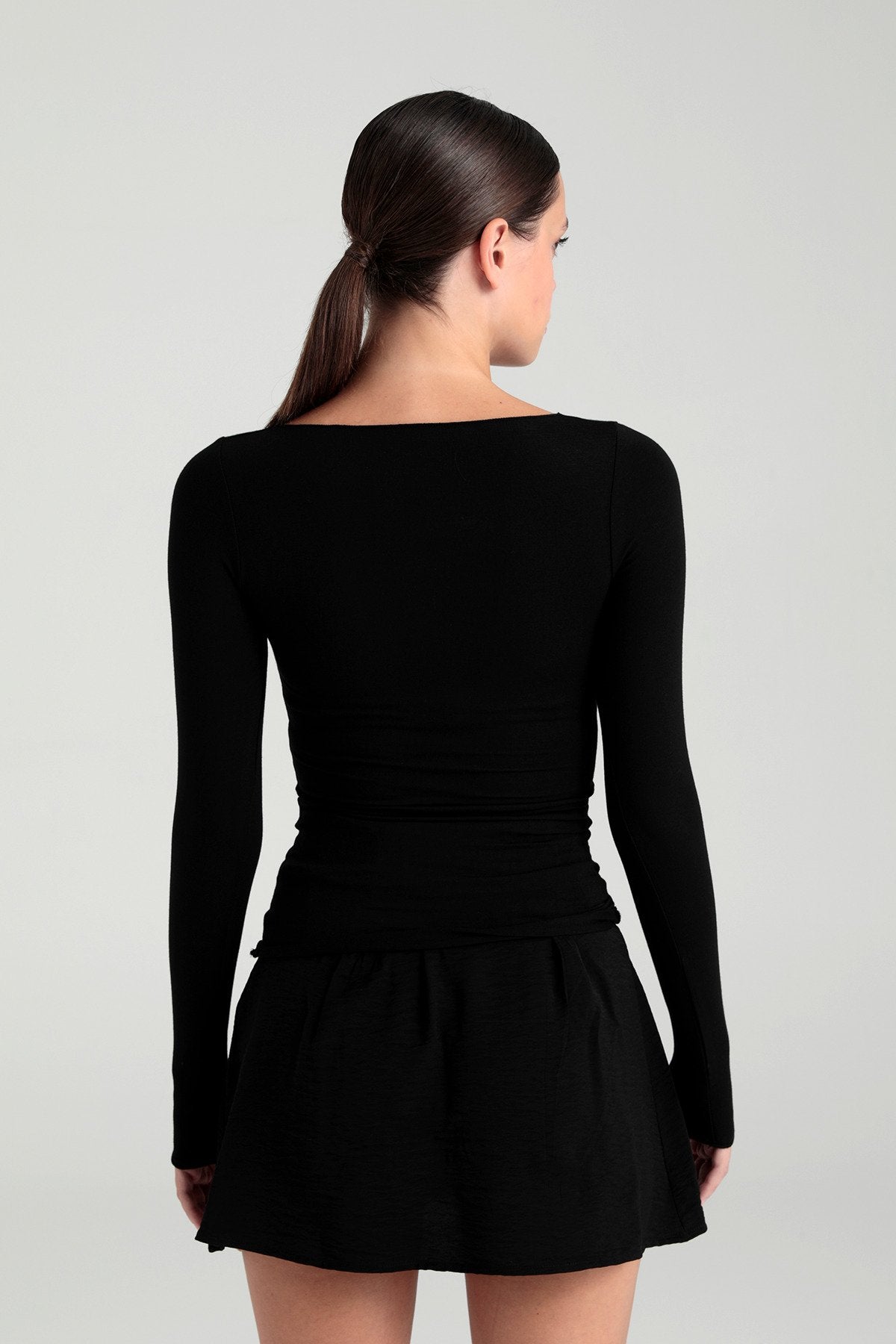 Ultra Soft Kayık Yaka Bluz Siyah