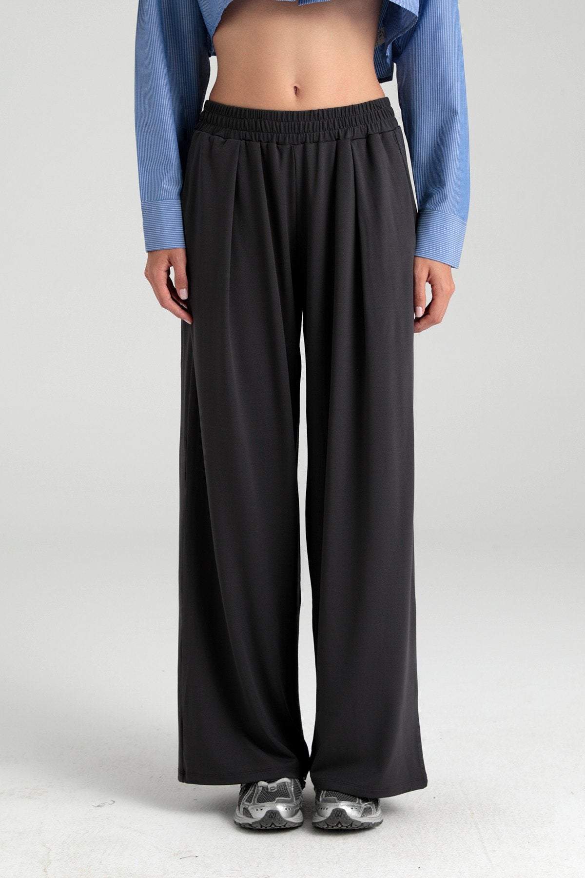 Soft Touch Piliseli Pantolon Füme