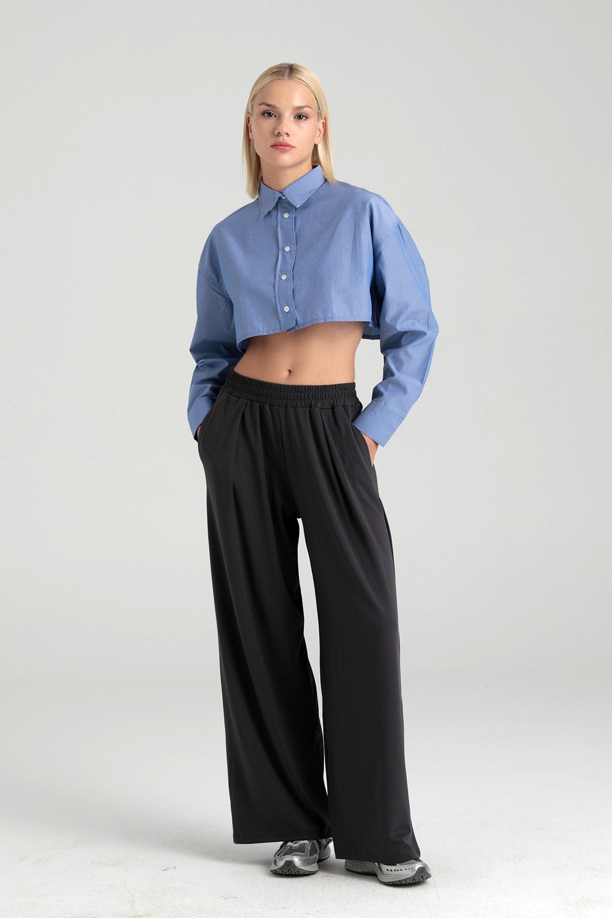 Soft Touch Piliseli Pantolon Füme