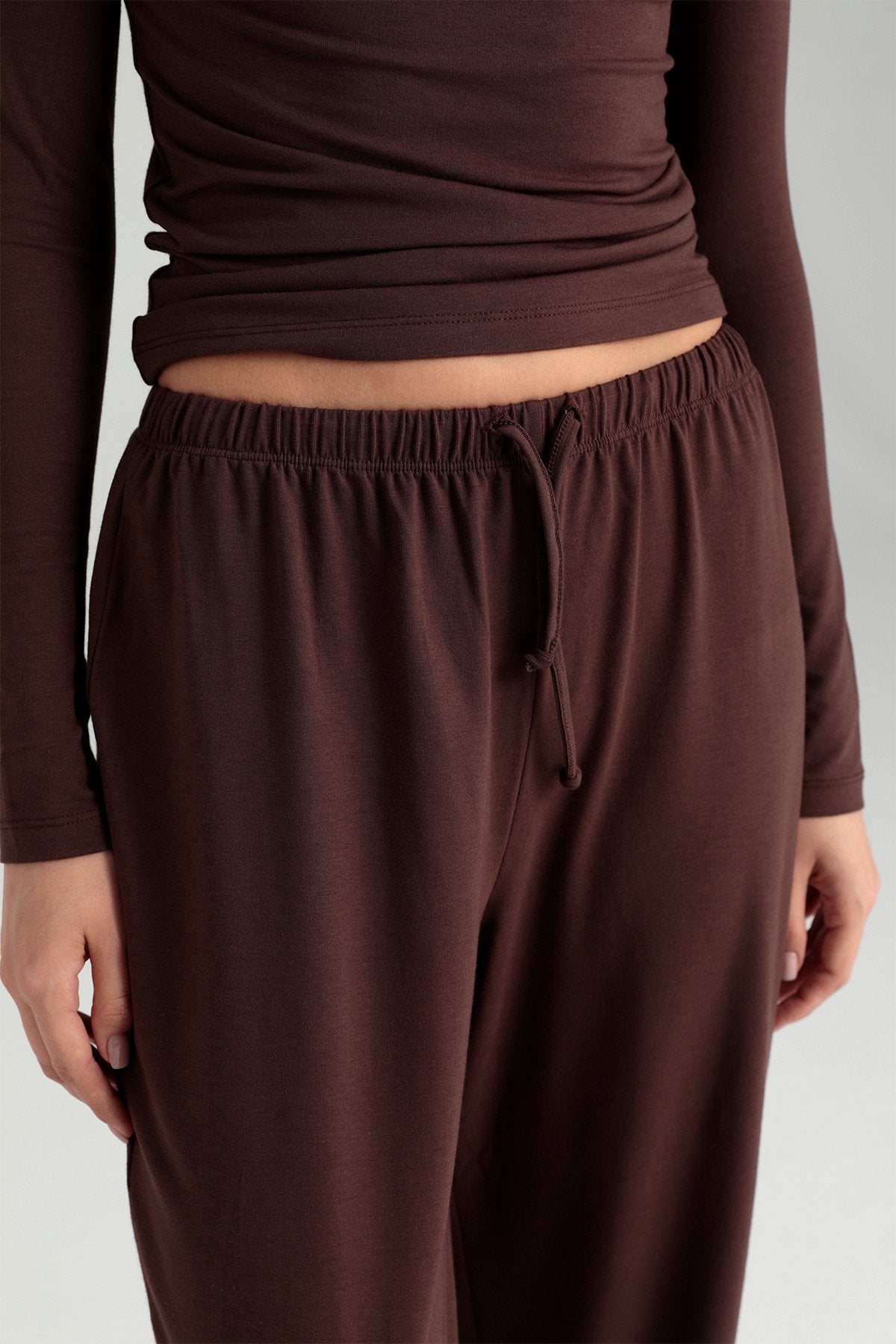 Ultra Soft Bağcıklı Pantolon Kahverengi