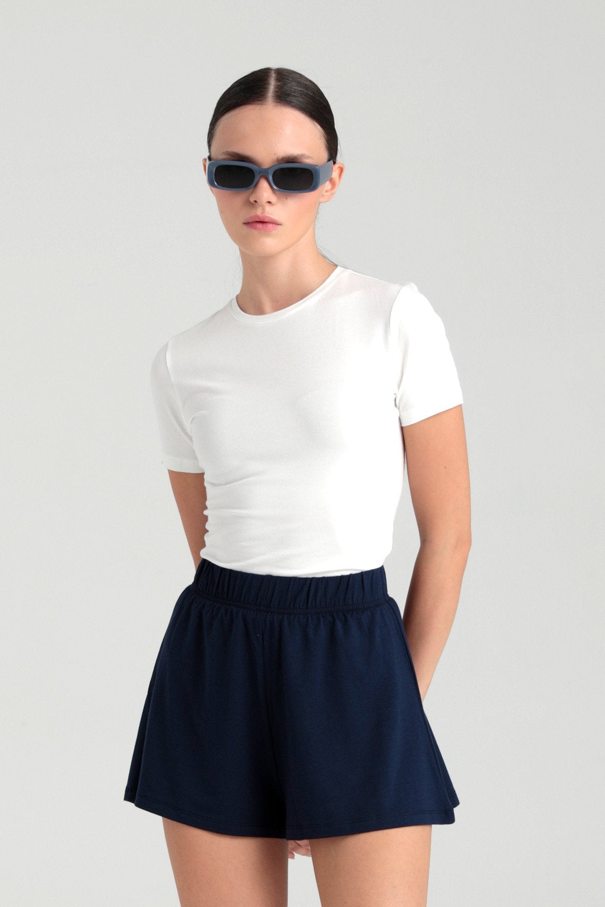 Ultra Soft Yuvarlak Yaka Kısa Kol Bluz Ekru