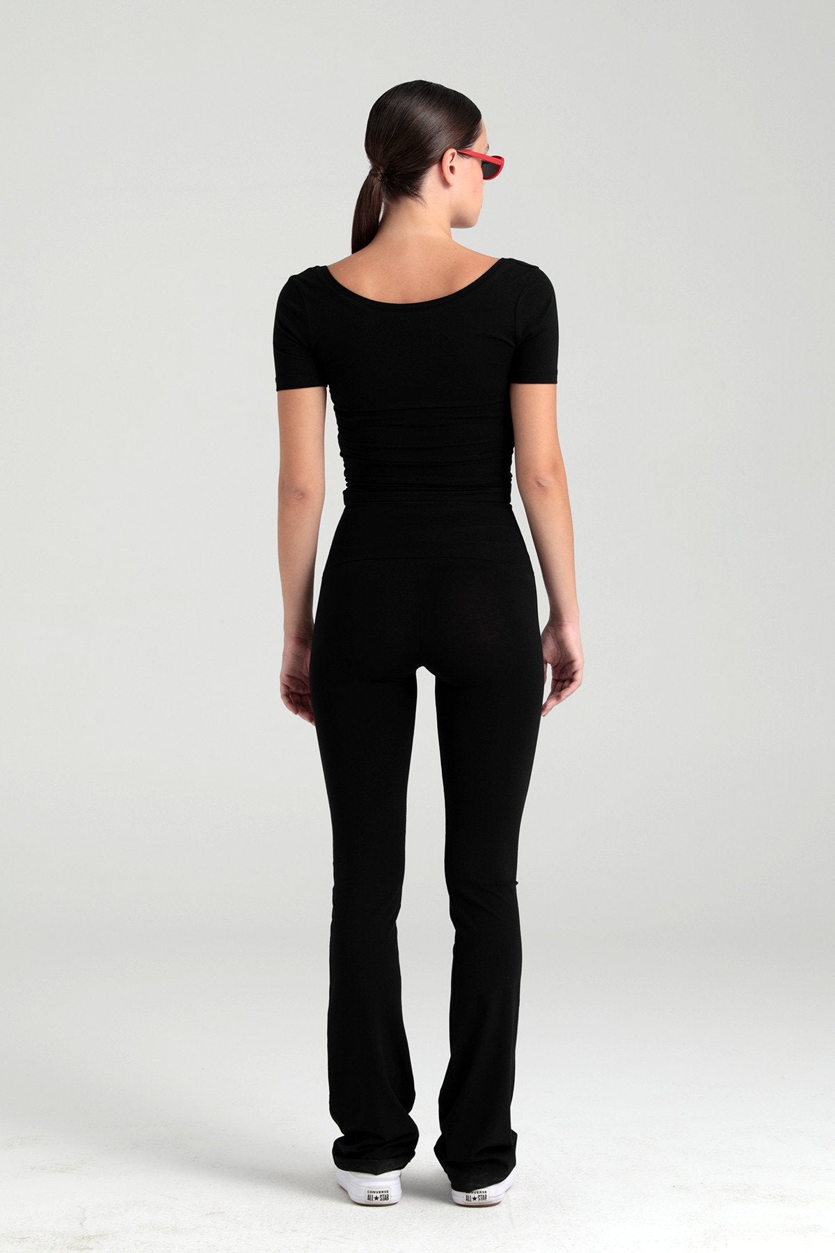 Ultra Soft Ispanyol Paça Pantolon Siyah