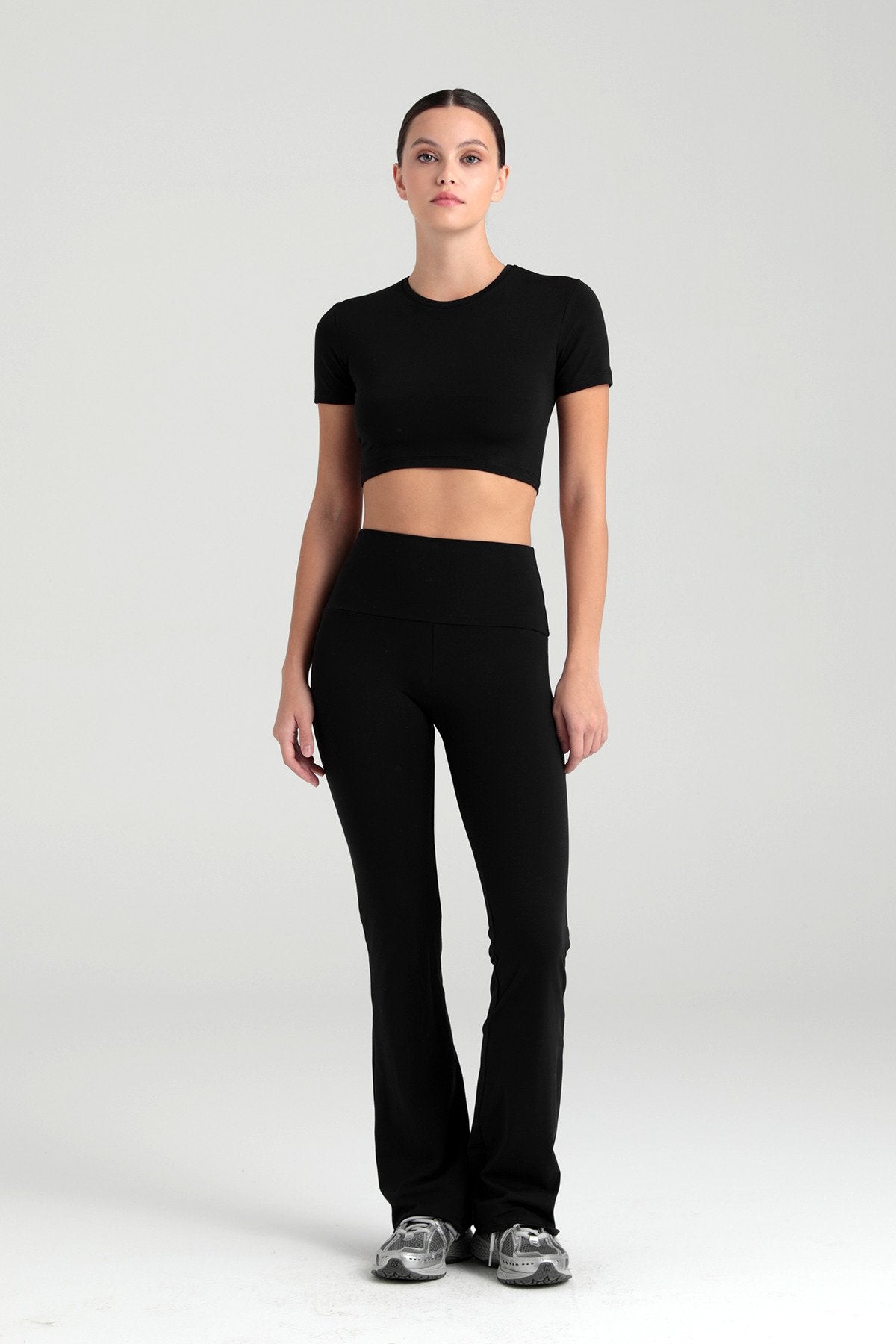 Comfort Yüksek Bel Ispanyol Paça Tayt Siyah