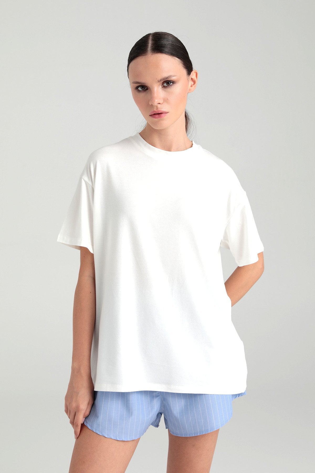 Ultra Soft Kısa Kollu T-shirt Ekru