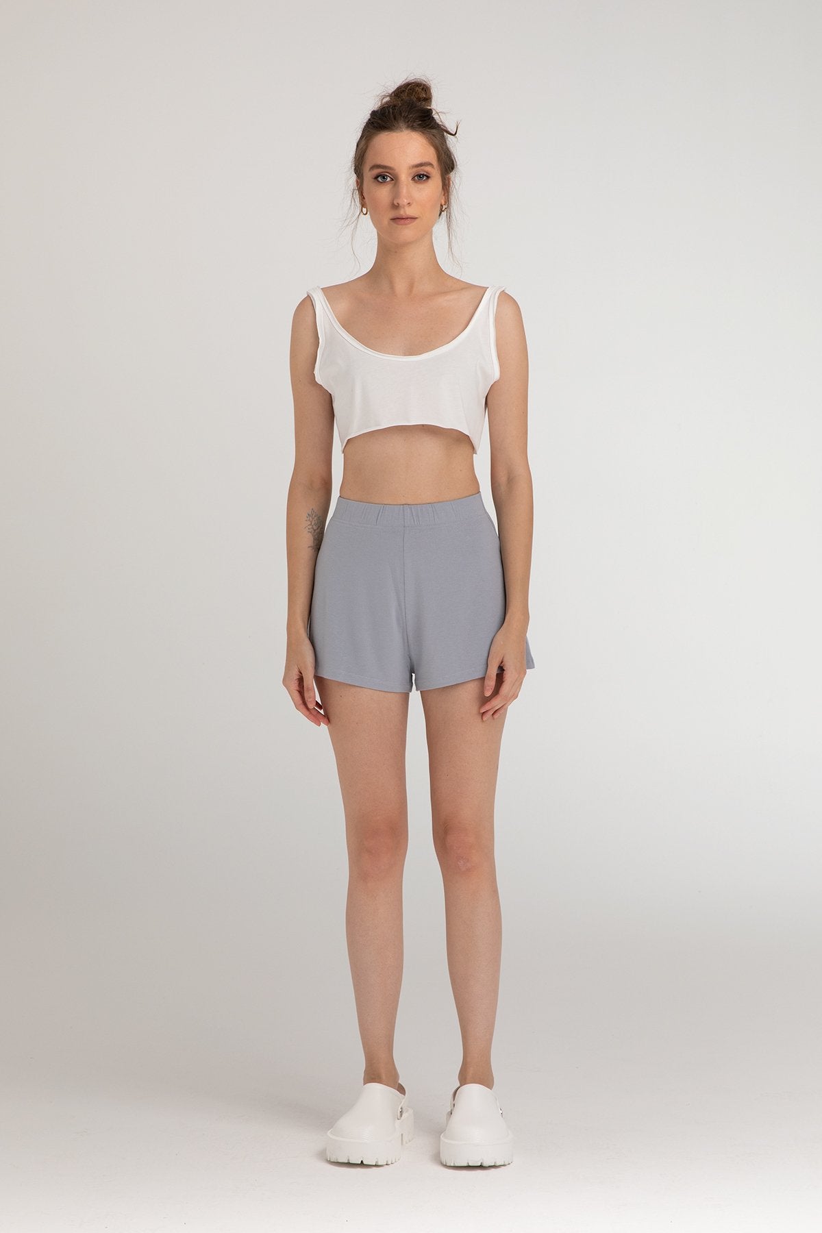 Ultra Soft Lastikli Şort Gri