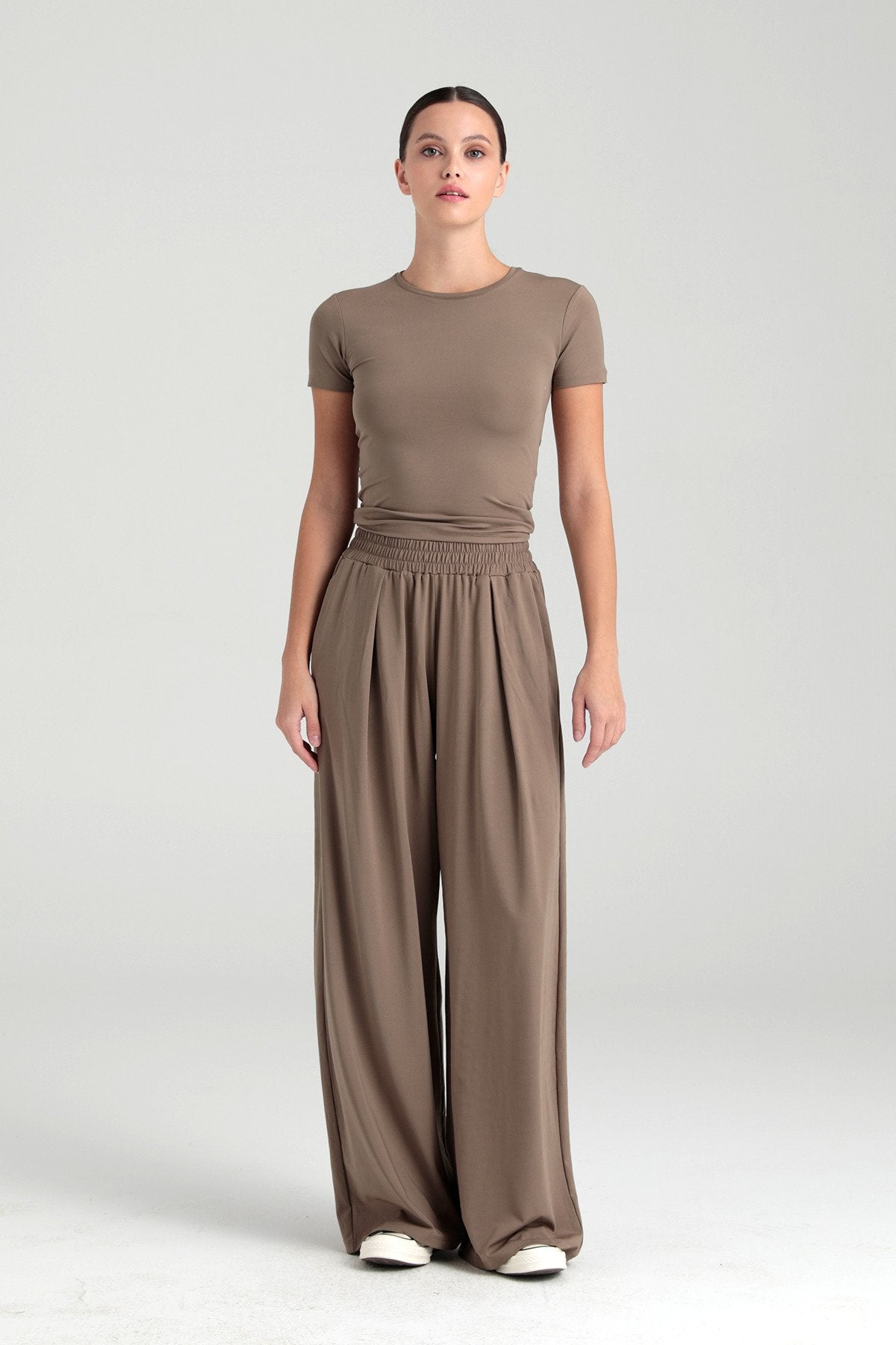 Soft Touch Piliseli Pantolon Vizon