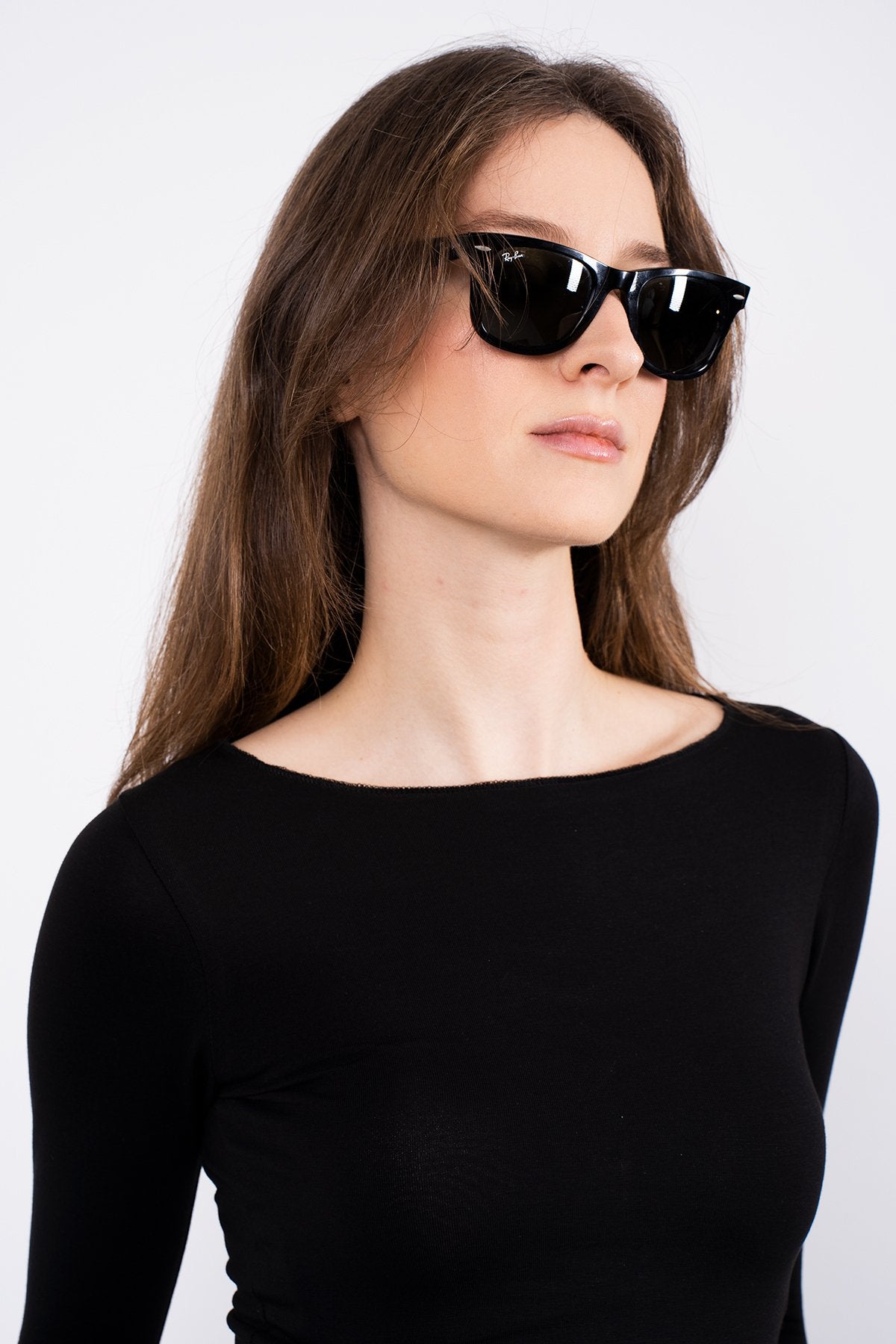 Cotton Kayık Yaka Bluz Siyah