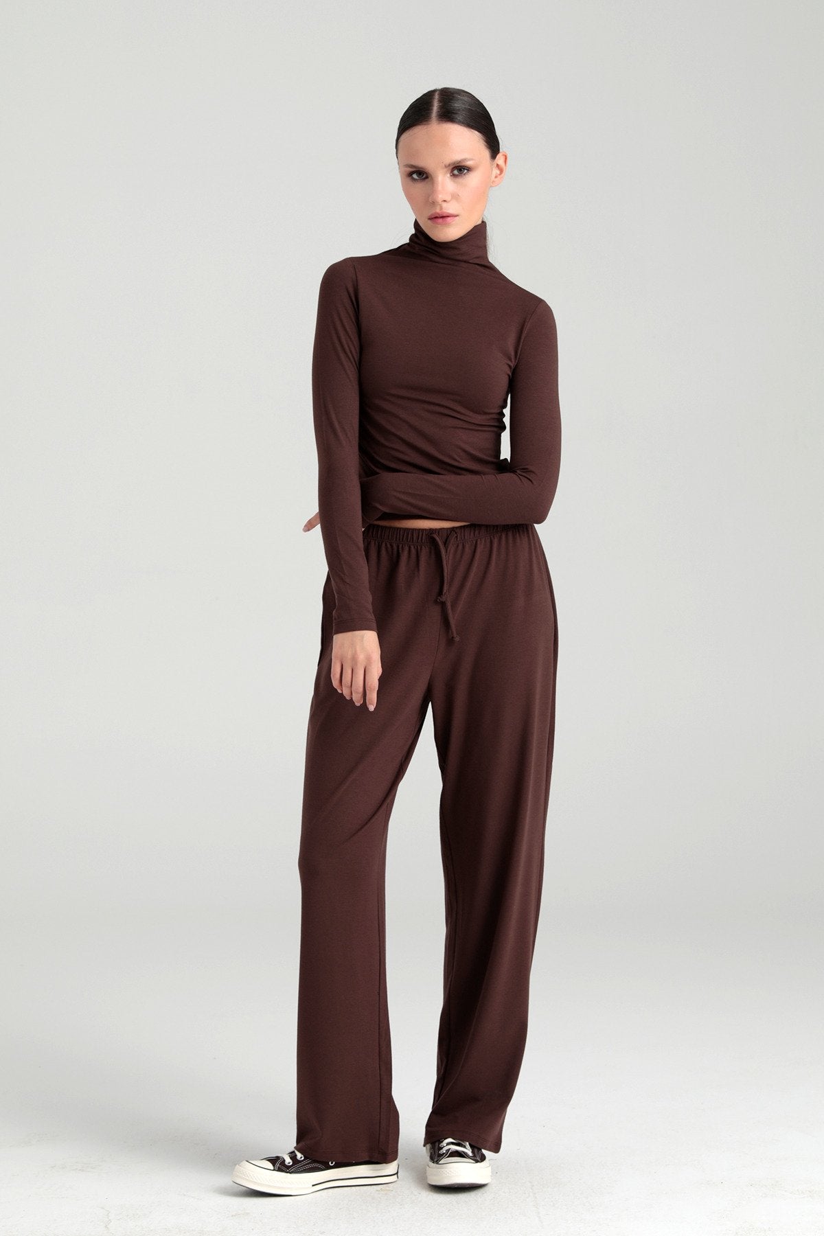 Ultra Soft Bağcıklı Pantolon Kahverengi