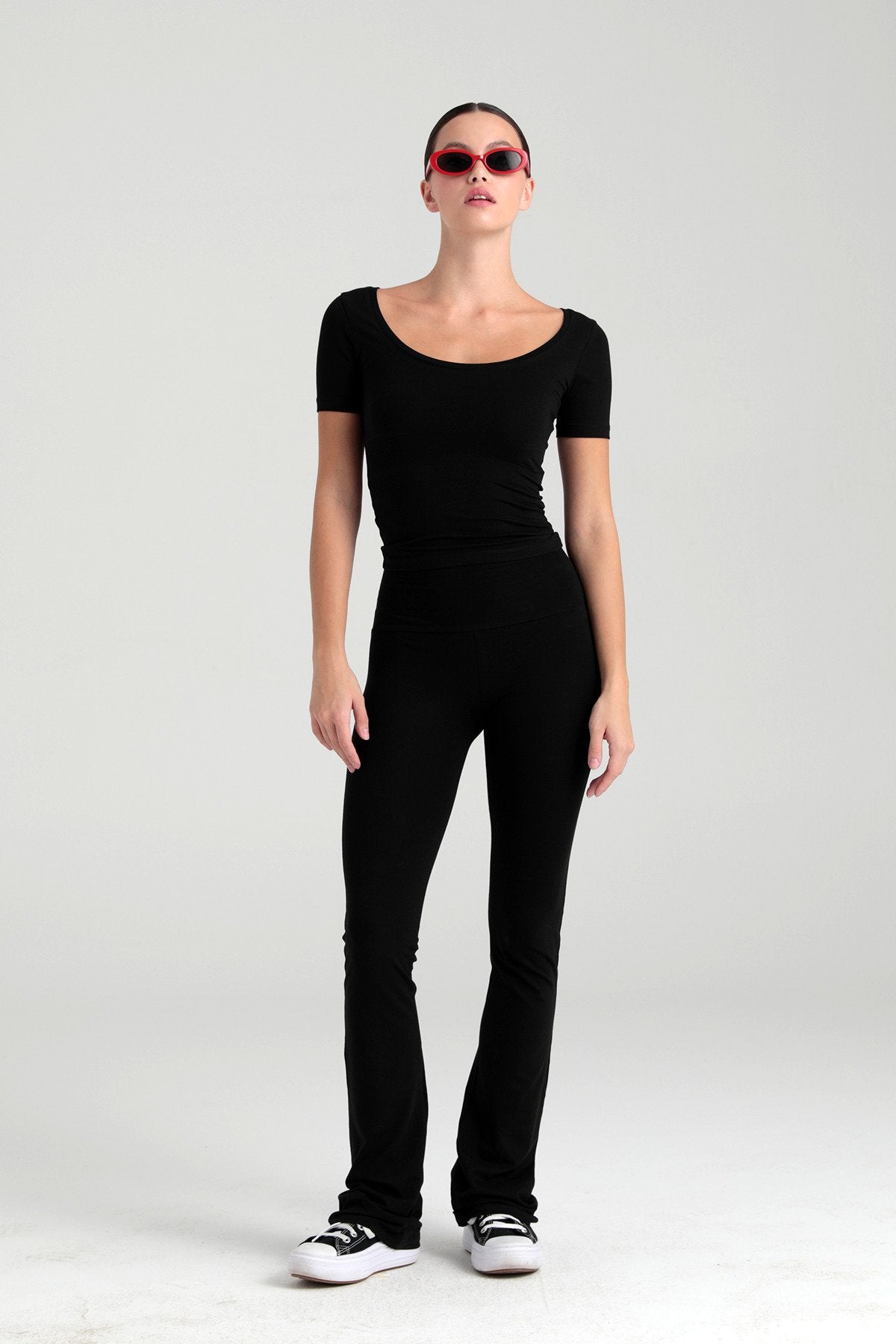 Ultra Soft Ispanyol Paça Pantolon Siyah