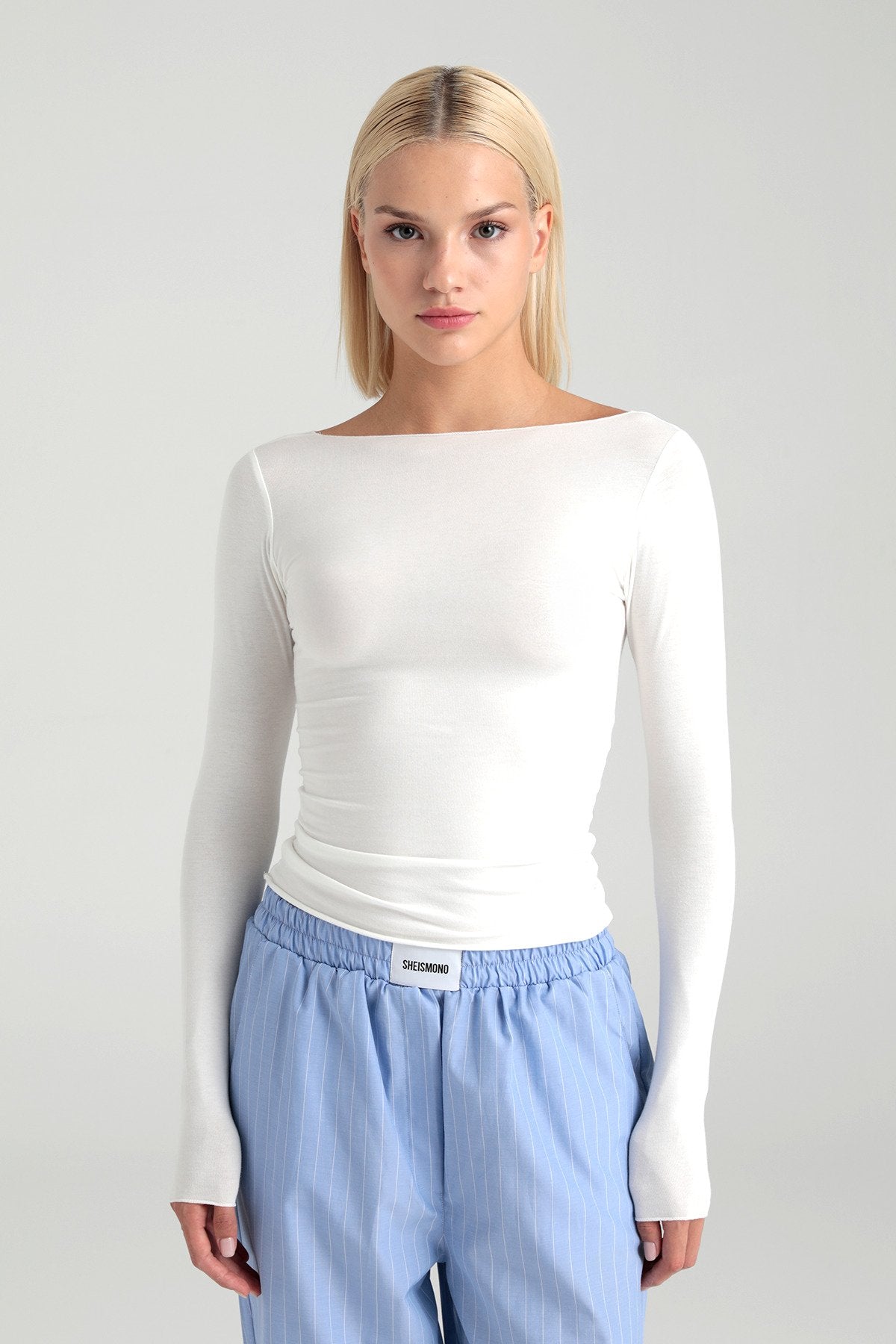 Ultra Soft Kayık Yaka Bluz Ekru