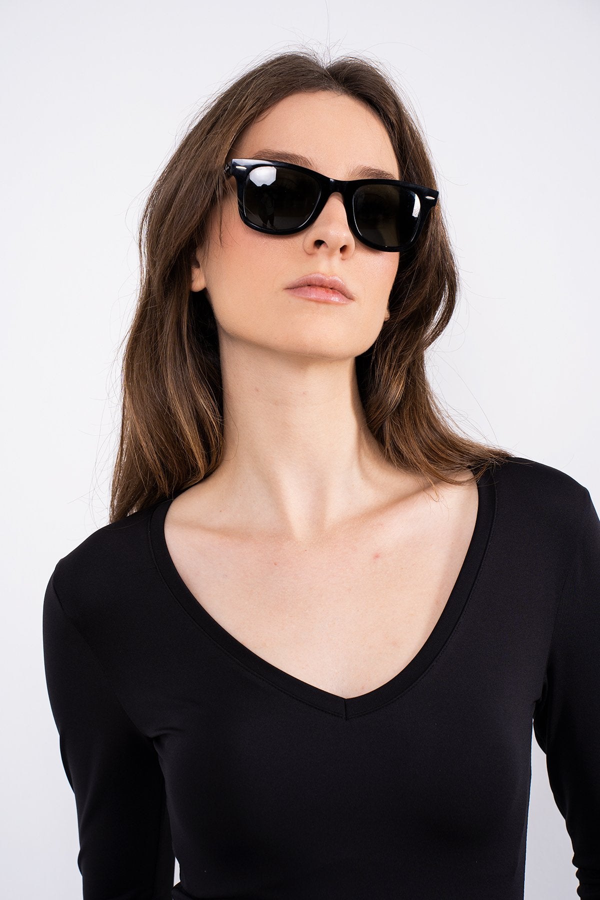 Soft Touch V Yaka Bluz Siyah