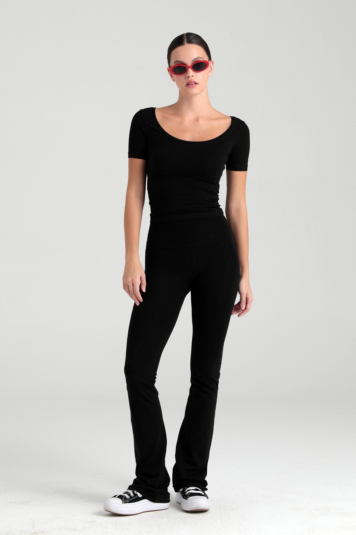 Ultra Soft Ispanyol Paça Pantolon Siyah