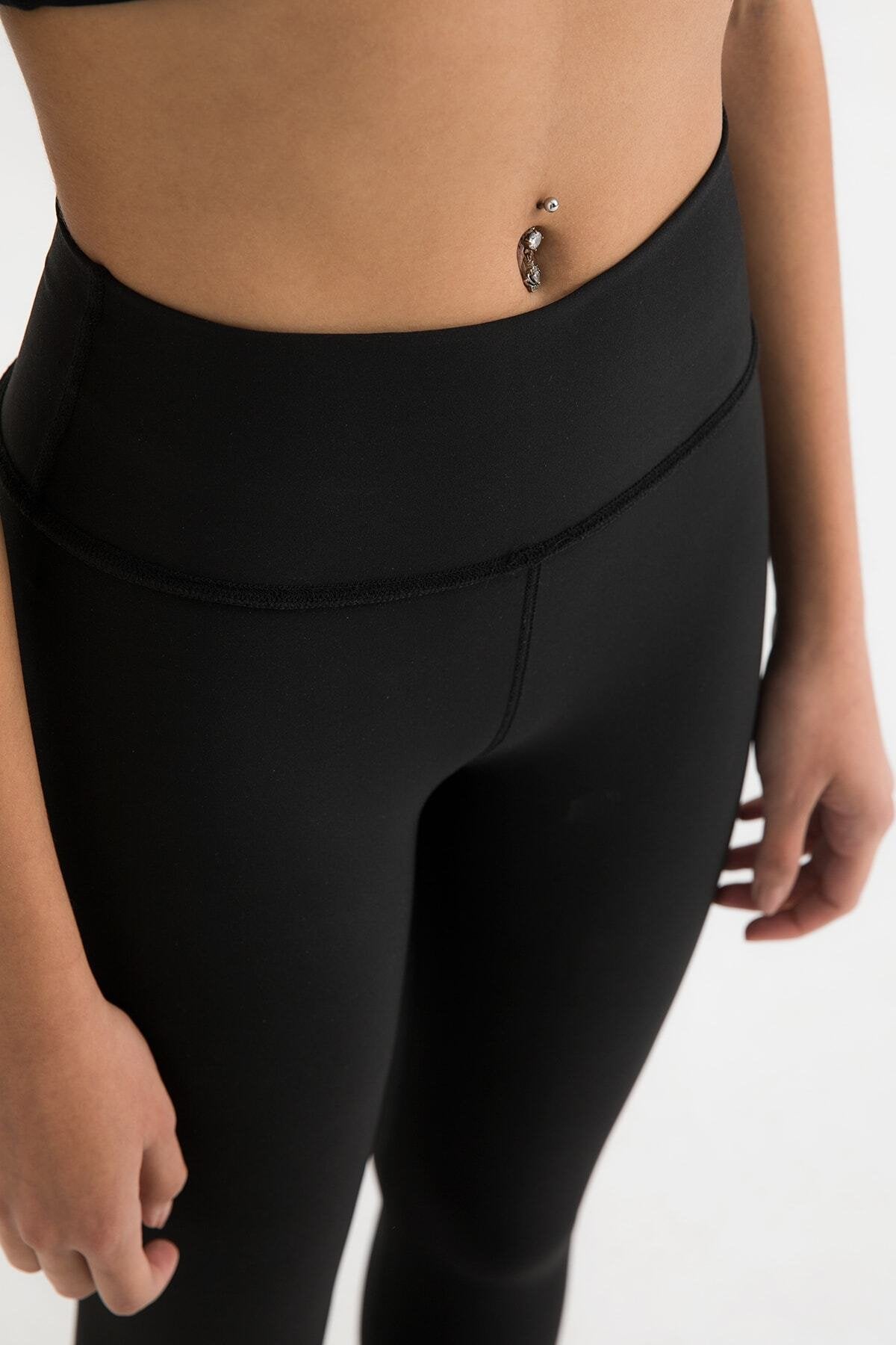 Yüksek Bel Toparlayıcı Spor Tayt Siyah