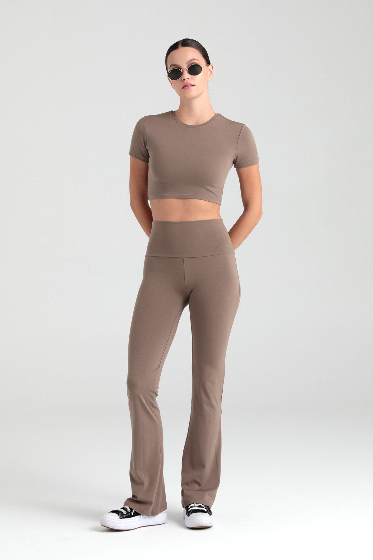 Comfort Yüksek Bel Ispanyol Paça Tayt Vizon