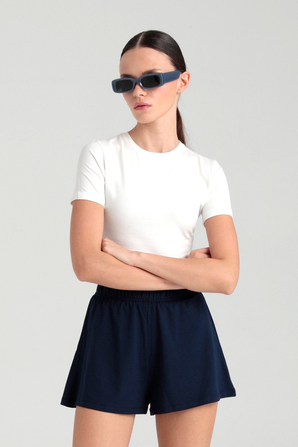 Ultra Soft Yuvarlak Yaka Kısa Kol Bluz Ekru