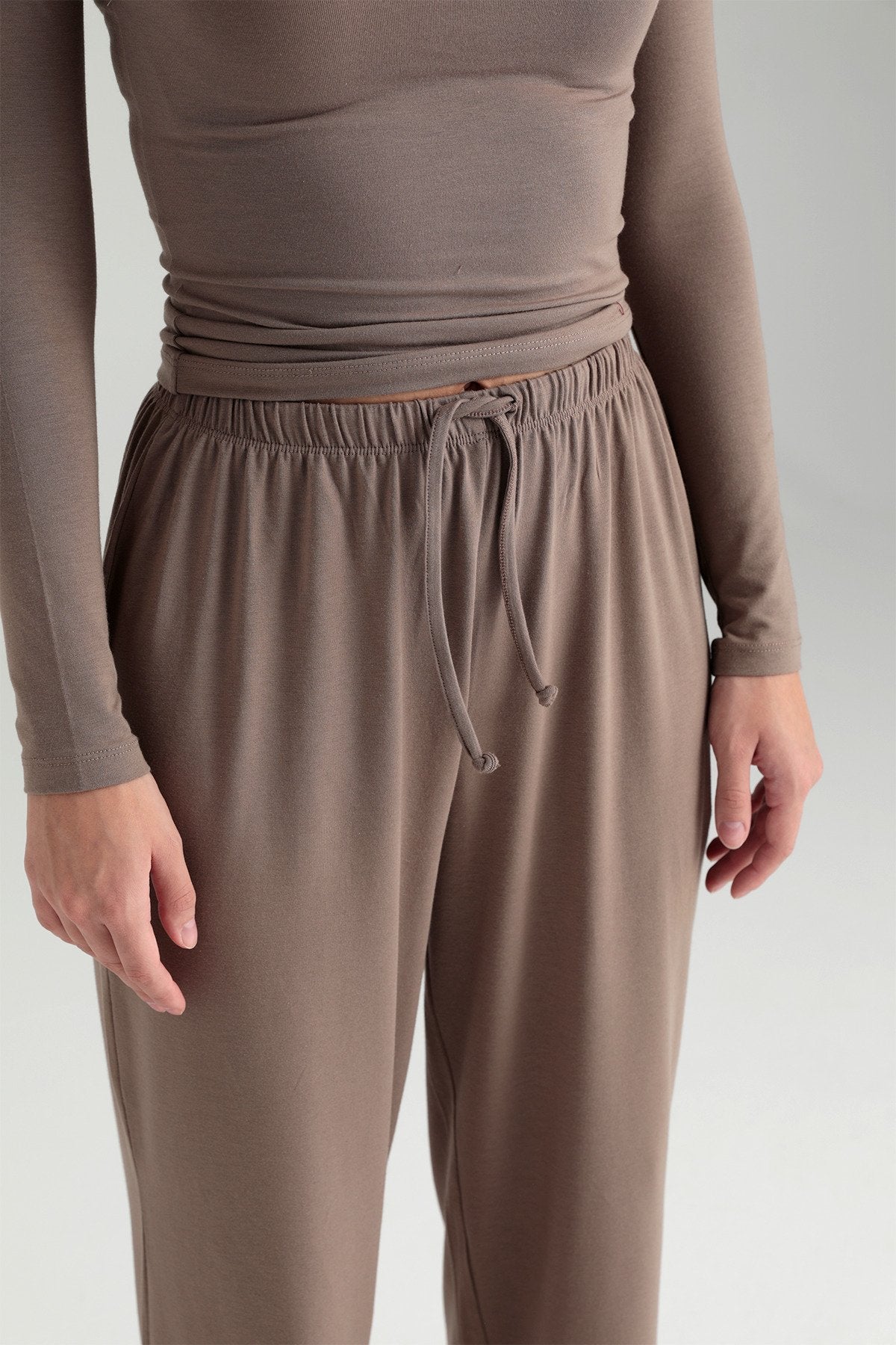 Ultra Soft Bağcıklı Pantolon Vizon