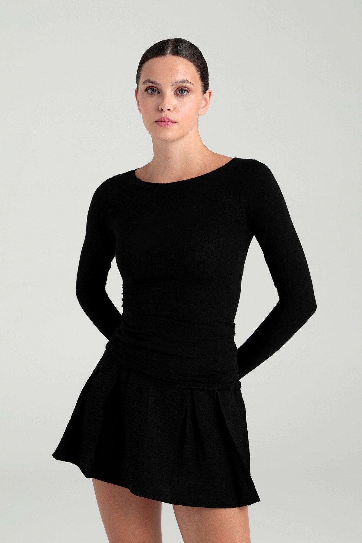 Ultra Soft Kayık Yaka Bluz Siyah