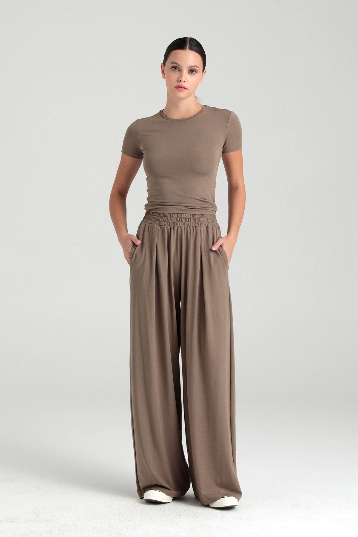 Soft Touch Piliseli Pantolon Vizon