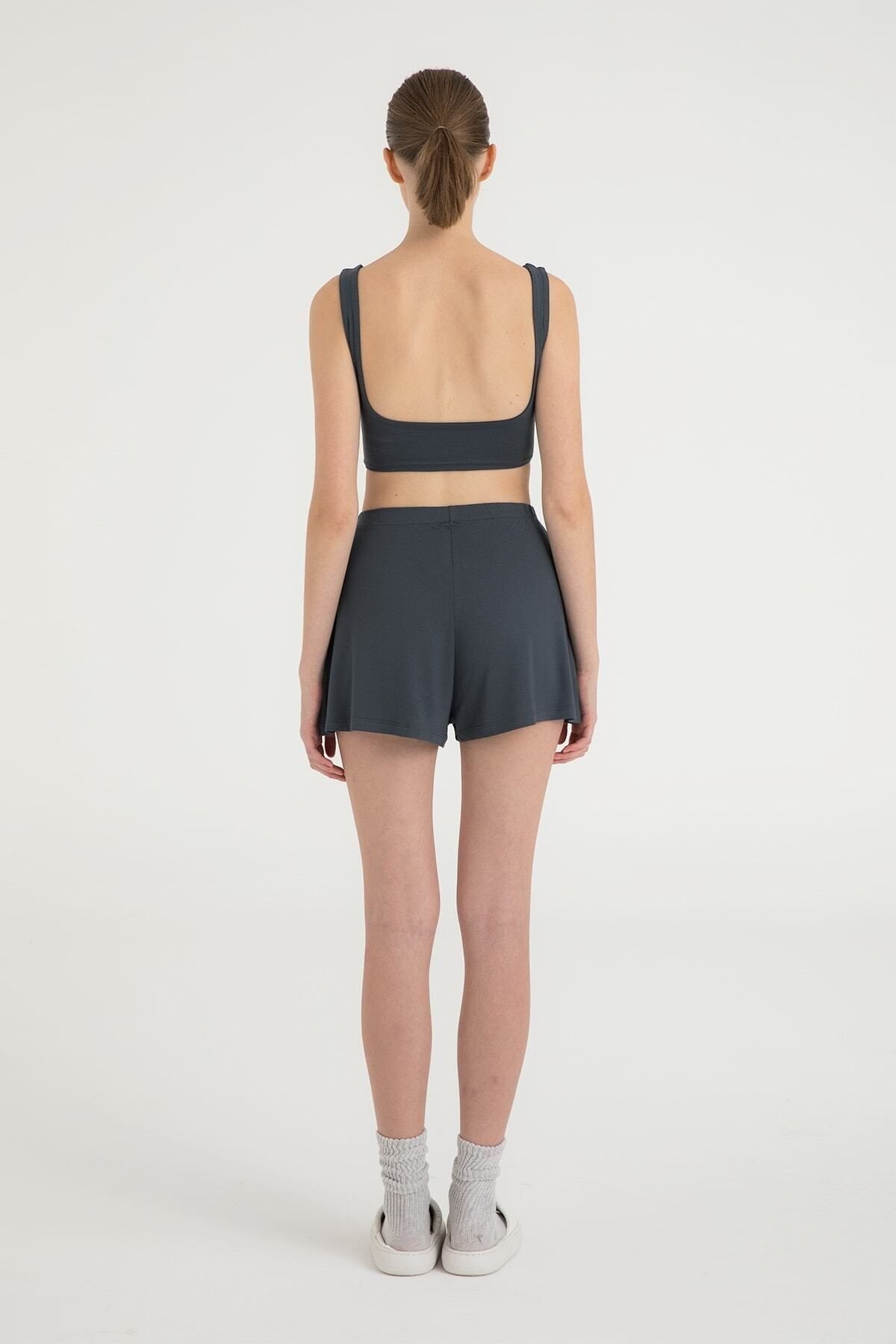 Ultra Soft Lastikli Şort Füme