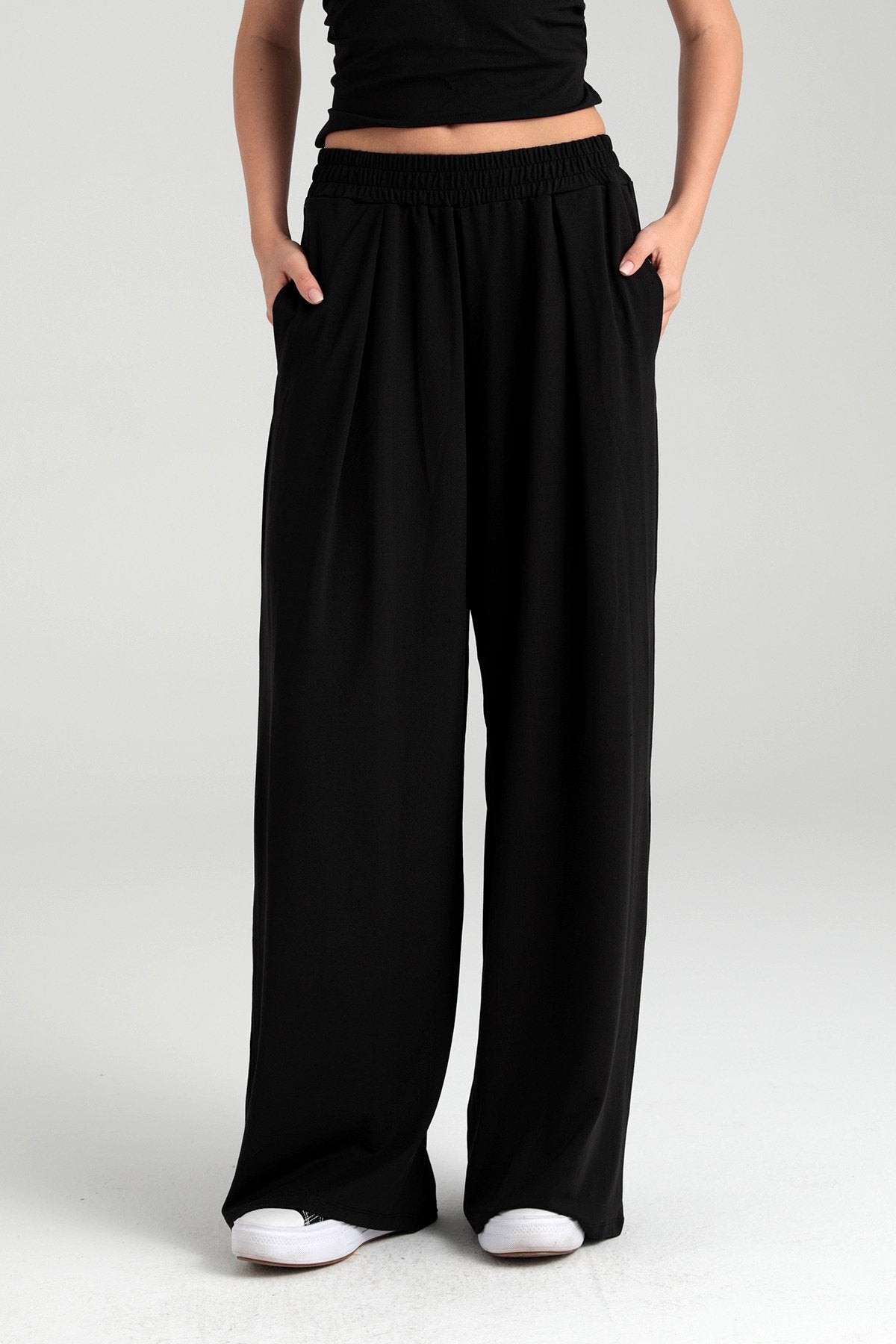 Soft Touch Piliseli Pantolon Siyah