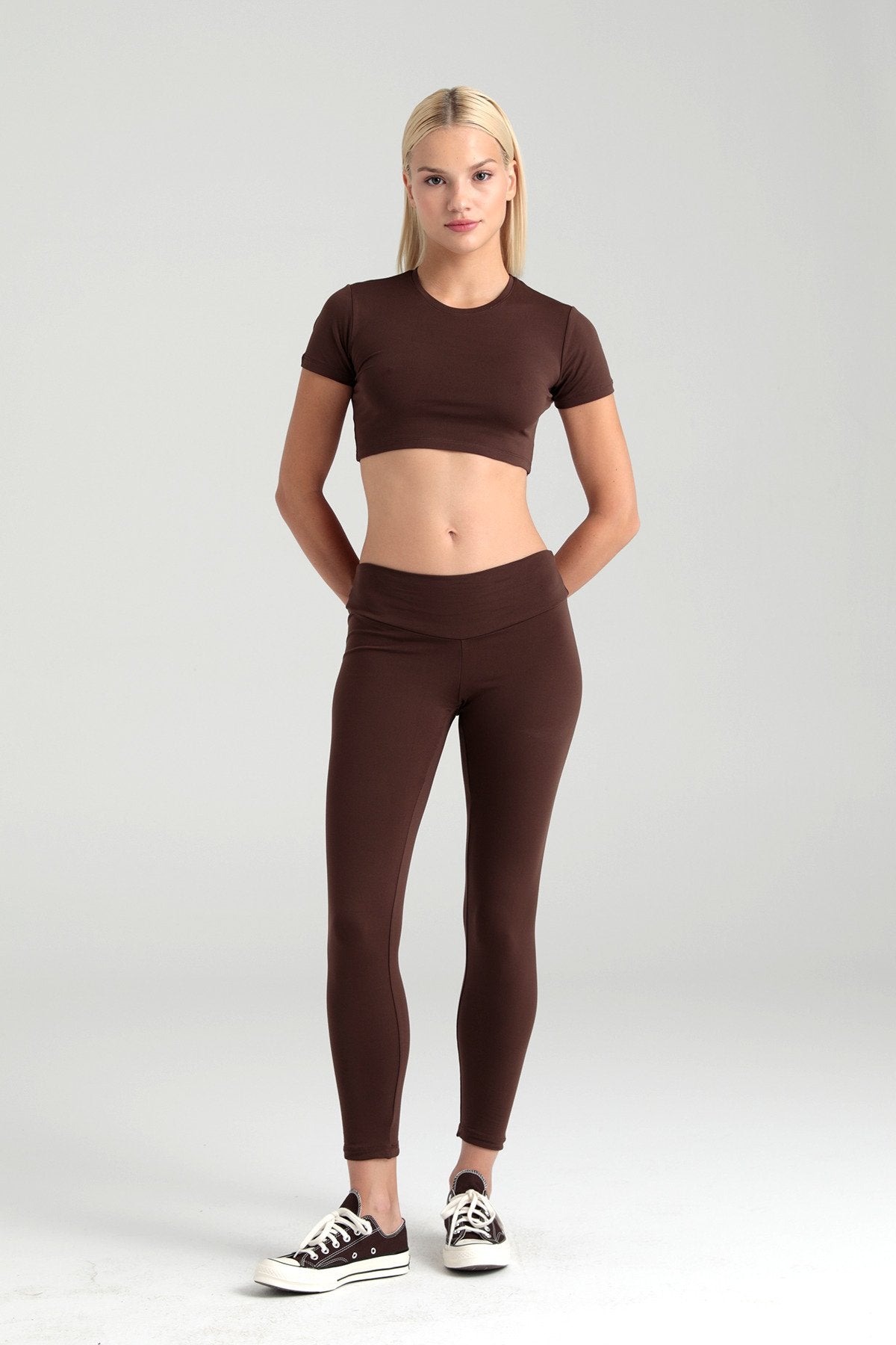 Comfort Yüksek Bel Tayt Kahverengi