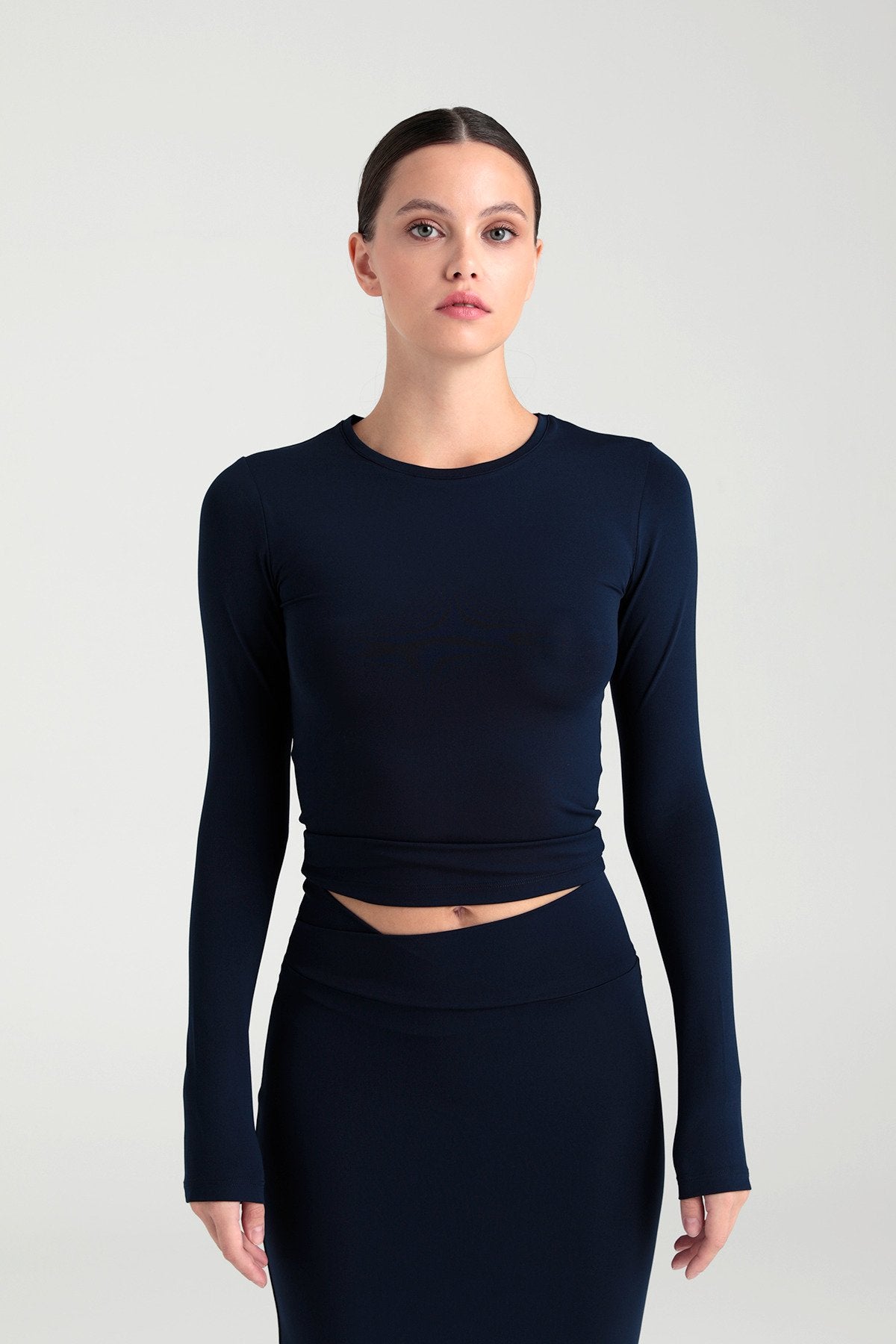 Soft Touch Yuvarlak Yaka Bluz Lacivert