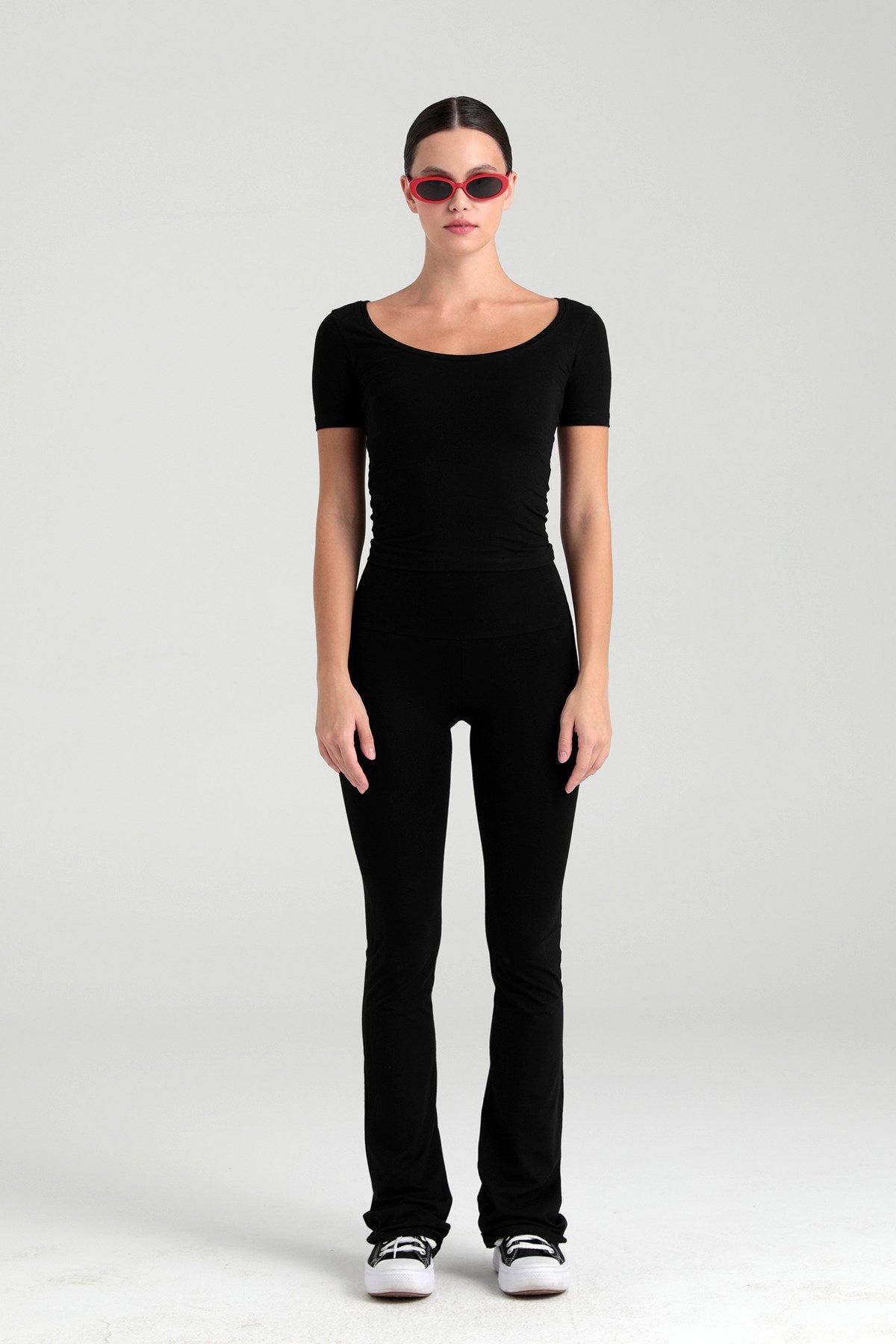 Ultra Soft Ispanyol Paça Pantolon Siyah